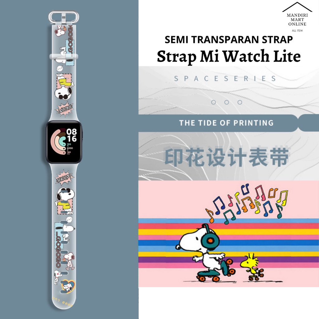 Strap Mi Watch Lite 1 2 Transparan Tali Pengganti Xiaomi Mi Watch Lite TPU Strap Motif Print Kartun Lucu
