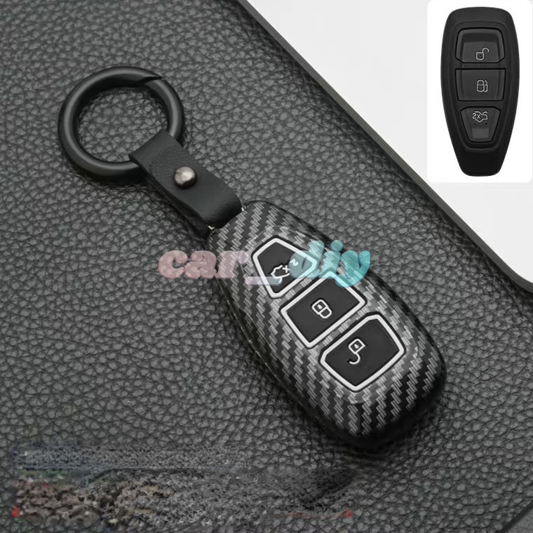 Casing Kunci Mobil Ford Focus 2 3 MK3 ST RS Ecosport Kuga Escape Fiesta Lipat Bahan ABS Aksen Serat Karbon