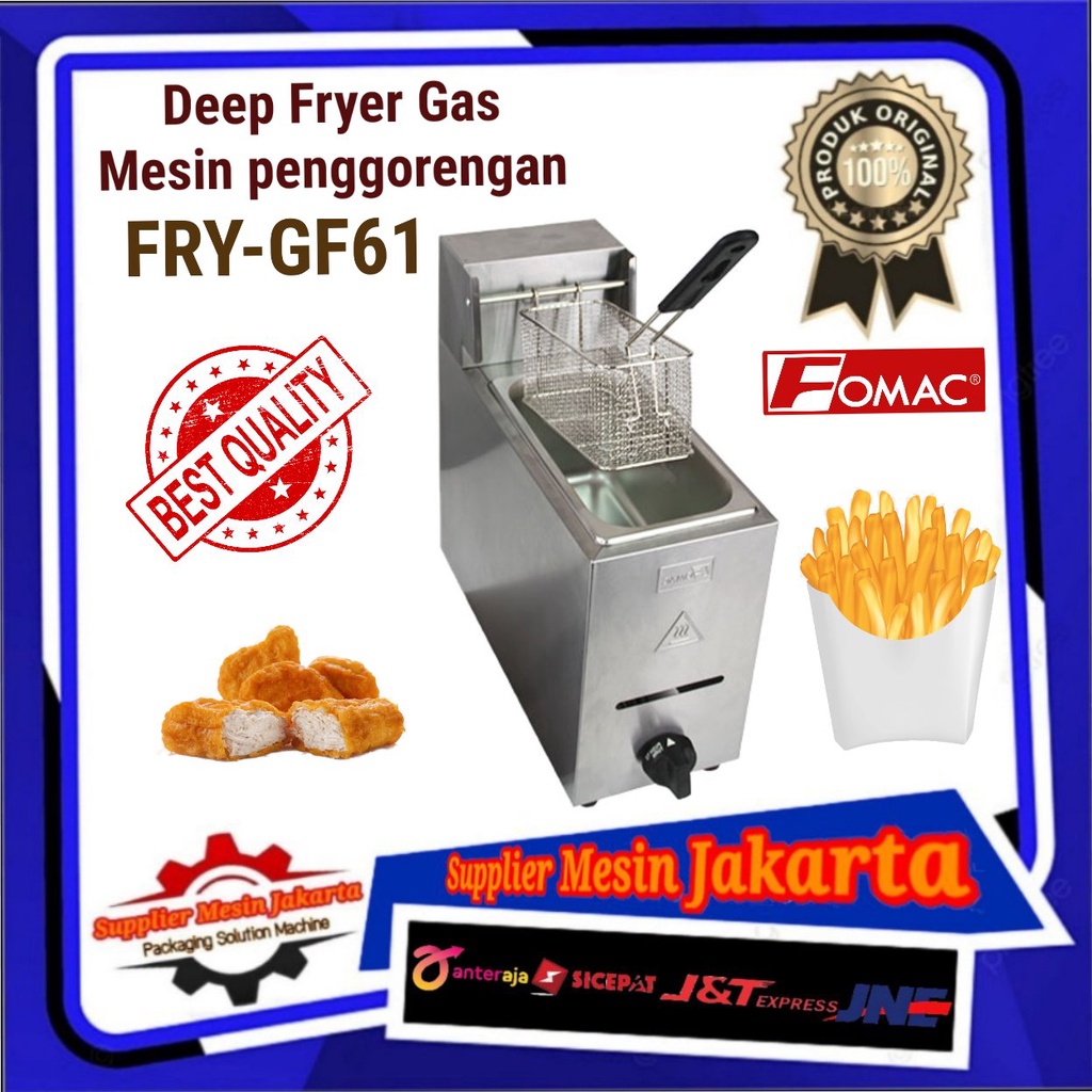 Jual Mesin Deep Fryer Gas Penggoreng Makanan 4.2 Liter FRYGF61 FOMAC