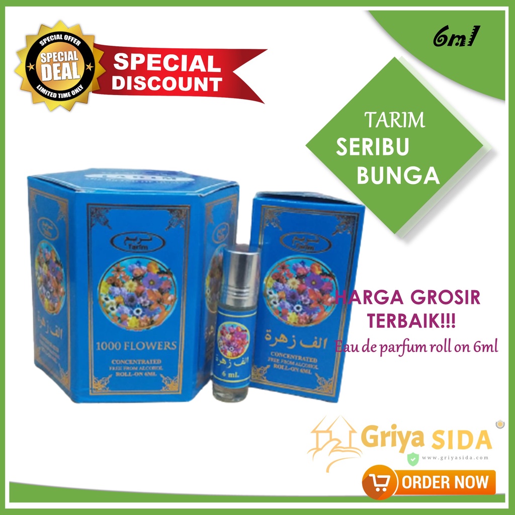 Parfum seribu bunga 6ml TARIM minyak wangi seribu bunga aroma mirip al rehab PROMO