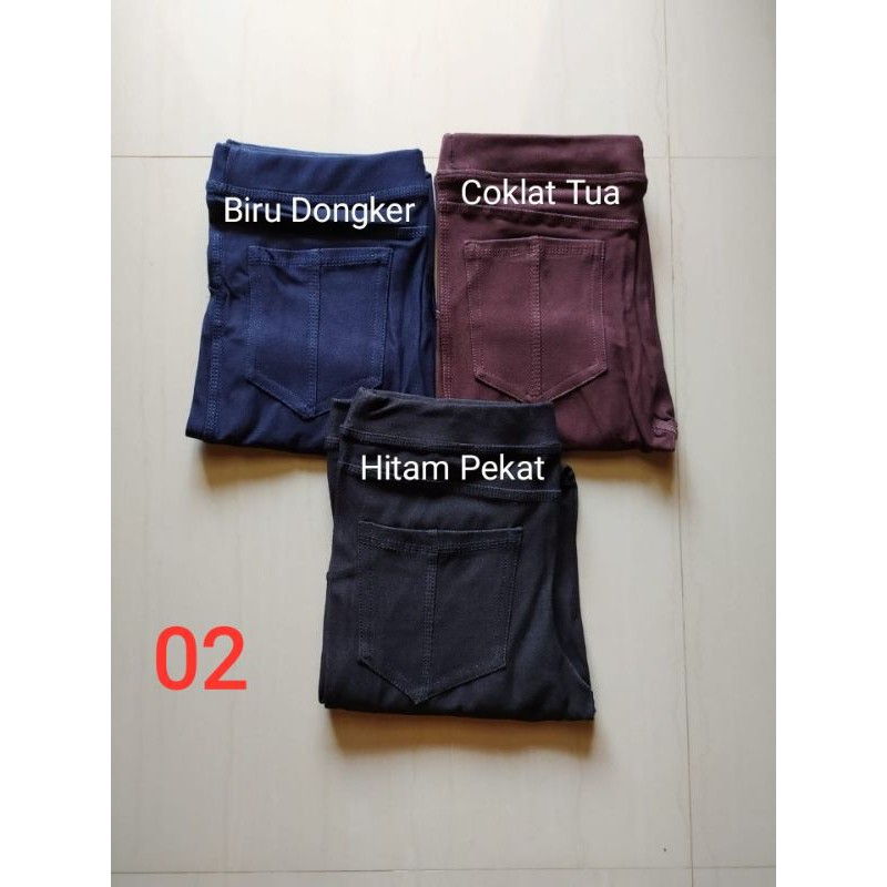 Legging Wanita-Denim Tebal Adem Elastis- Celana Pendek 7/8- Celana casual- ada kantong