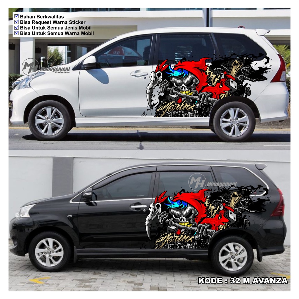 Sticker Decal Mobil Toyota Avanza Decal Mobil Printing Stiker Mobil Avanza