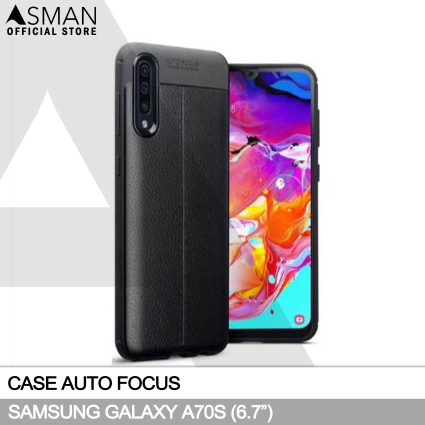 Auto Focus Samsung Galaxy A70S (6.7&quot;) | Soft Case Leather Premium - Hitam