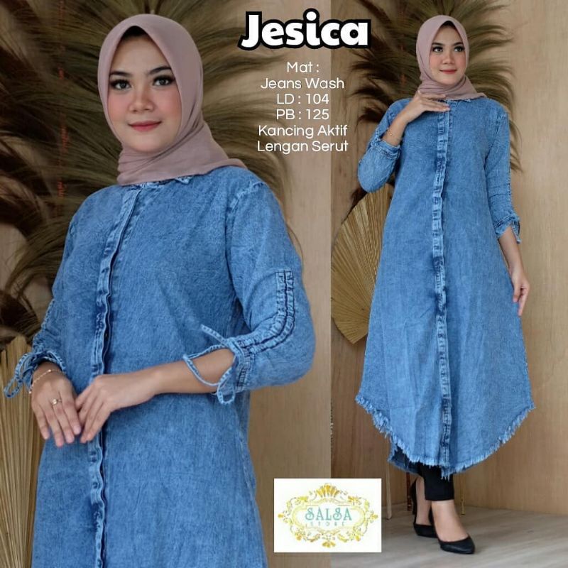 LONG TUNIK JEANS WANITA TERBARU  | TUNIK DENIM KEKINIAN | RAYZA/HILLARY/JESICA/NINEA