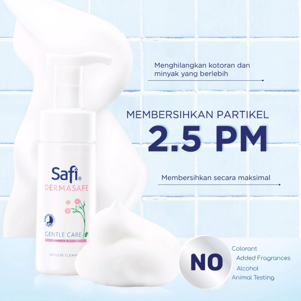 (BISA COD) Safi Dermasafe Gentle Care Mousse Cleanser - Facial Cleanser 150 gr