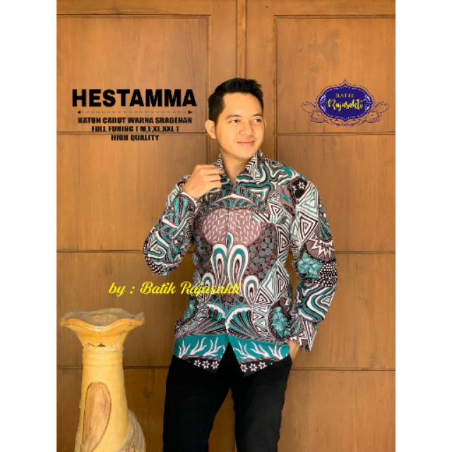 HESTAMMA Kemeja Batik Pria Katun Cabut Warna Full Furing