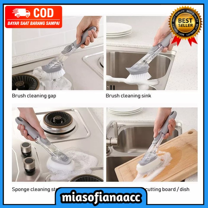 (COD) Cleaning Brush Sikat Cuci Piring Alat Dapur Free Sponge Pembersih