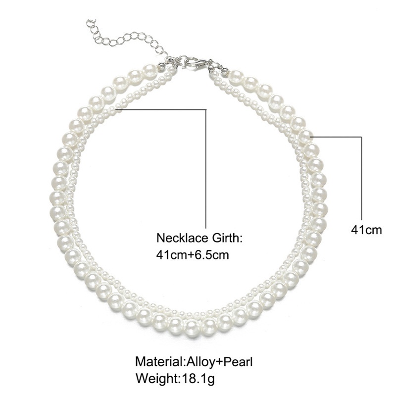 New Fashion Pearl Necklace Necklace Cute Simple Double Chain Female Jewelry Girl Gift