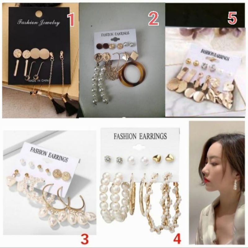 SET ANTING BULAT HOOPS BESAR KOREA ANTING HIJAB ANTING TUSUK BOHEMIAN HOOP MUTIARA GIWANG