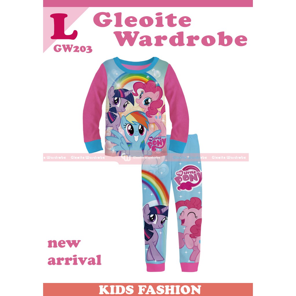 Pakaian anak perempuan / baju setelan piyama kaos little pony gw 203L