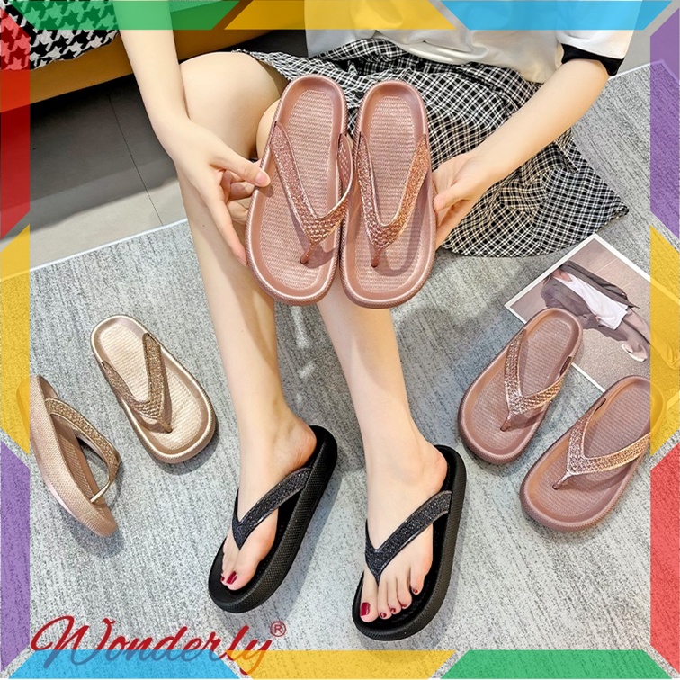 L1921A11 Sandal Anti Slip Karet Jelly Wanita Wonderly Sendal Jepit Gunung Import Premium Glanzton