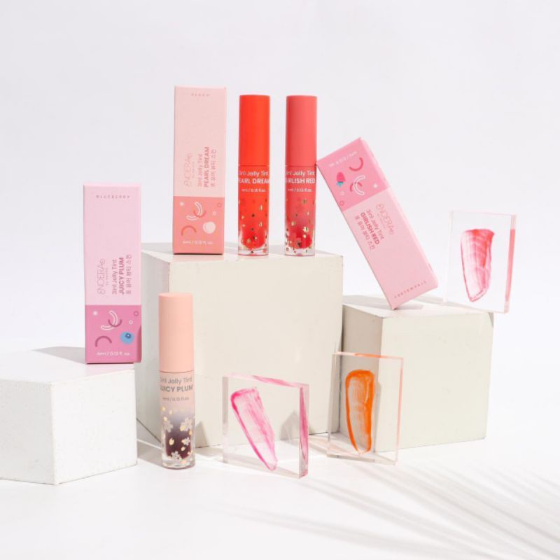 Noera 3in1 Jelly Tint Juicy Plum BPOM Liptint Girlish Red Pearl Dream