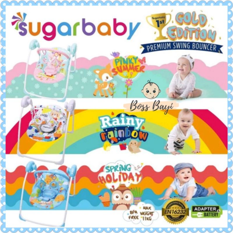 SUGAR BABY Premium Swing Bouncer / Ayunan Otomatis Bayi Gold Edition