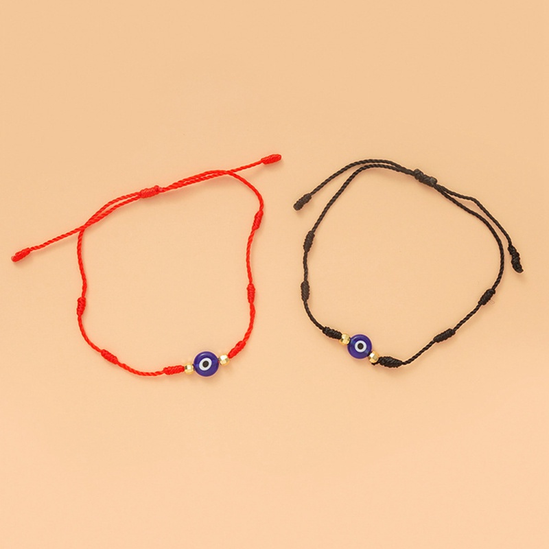 Fancyqube 2pcs / Set Gelang Jimat Tali Merah 7 Simpul Mata Iblis Dapat Disesuaikan Untuk Pria Dan Wanita
