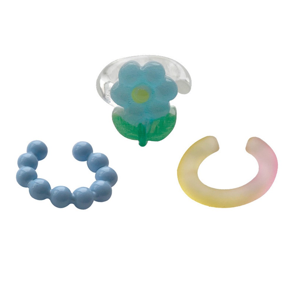 【COD Tangding】3pcs/set Acrylic Flower Ear Bone Clip Female INS Cute Jewelry