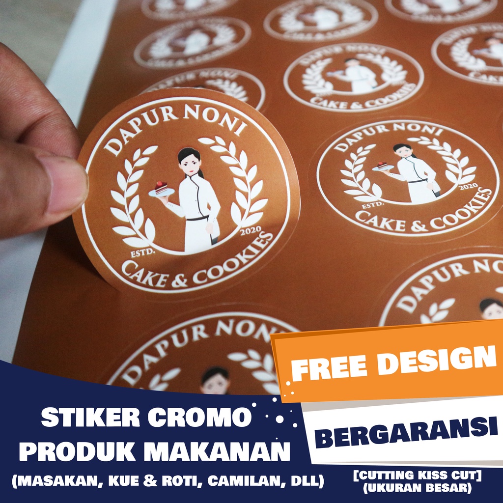 

Cetak Stiker Nama Olshop Makanan Masakan Dapur Kue Roti Camilan Cake Bakery Sticker Label Kemasan Cromo Bontax Cutting Kiss Cut - Custom