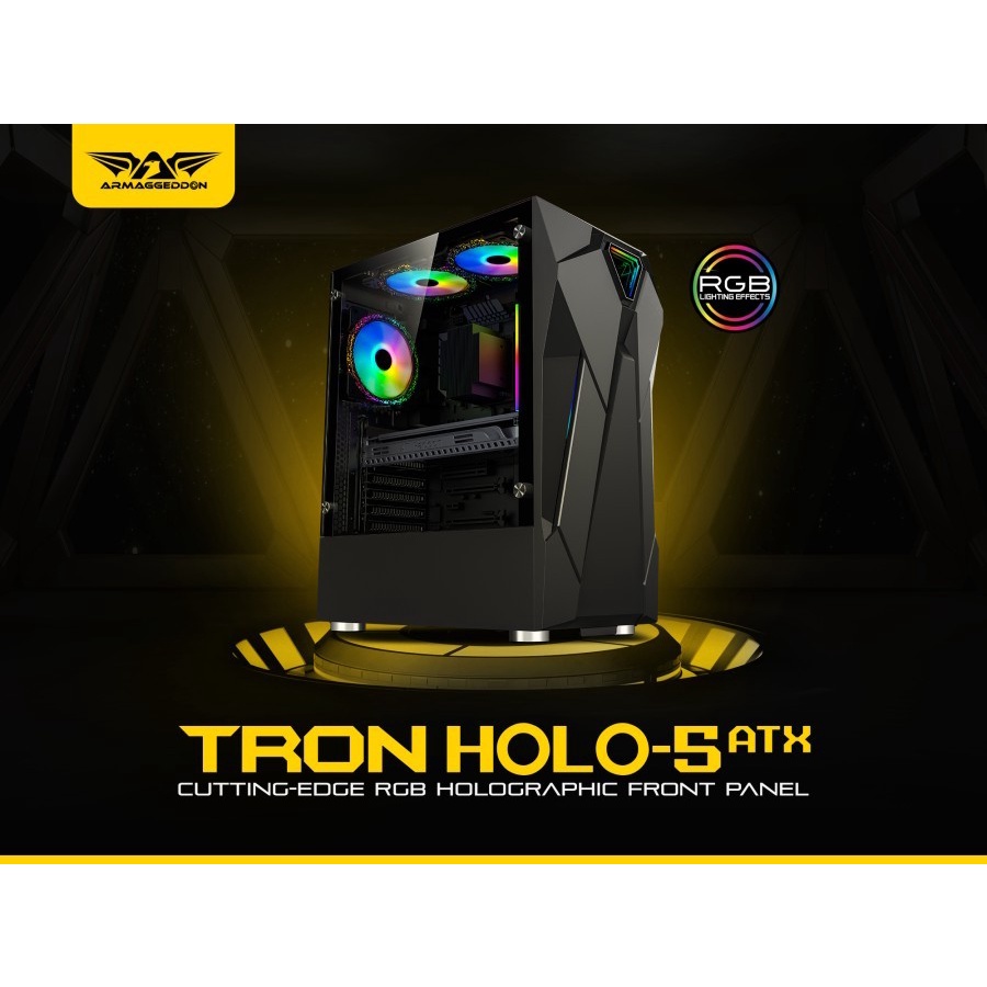 Casing Armaggeddon TRON HOLO 5 ATX RGB Holographic- Case TRON HOLO-5