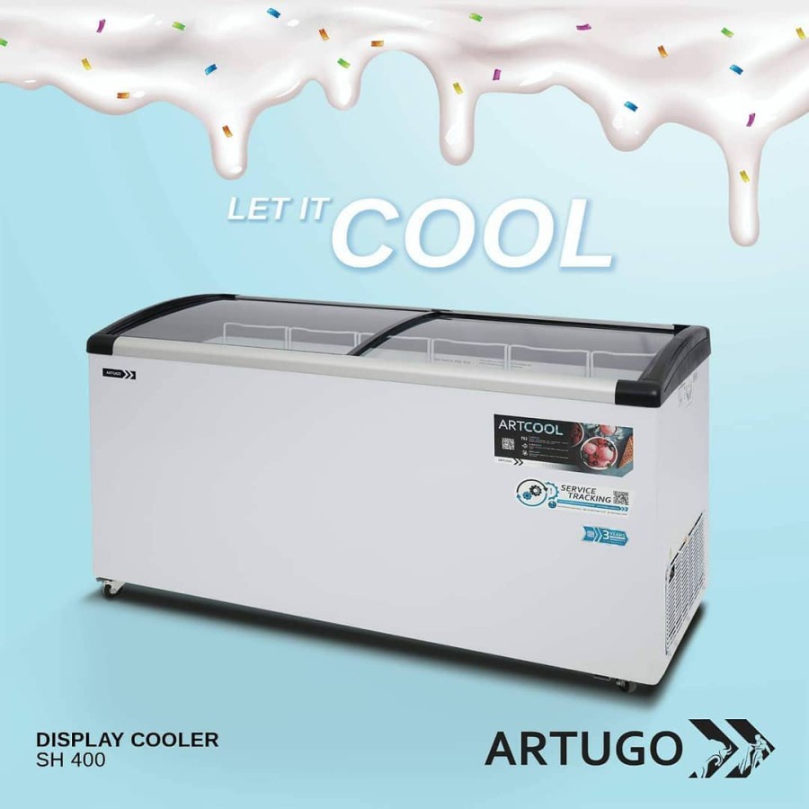 Display Cooler Curve Glass ARTUGO SH400 / ARTUGO Sliding Glass Chest Freezer SH 400