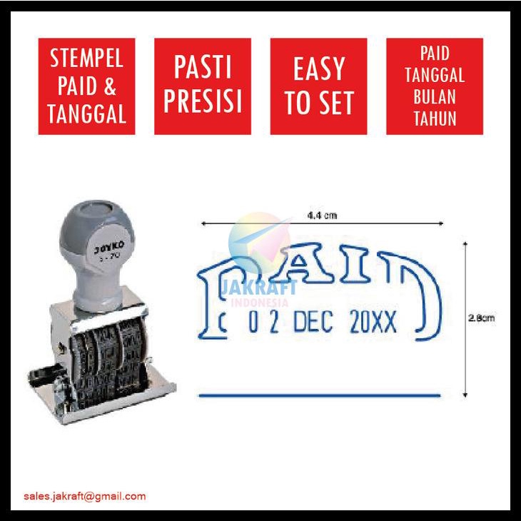 

Stempel Paid & Tanggal Date Stamp S-70 Joyko Kenko Artline Pyramid Kode 60