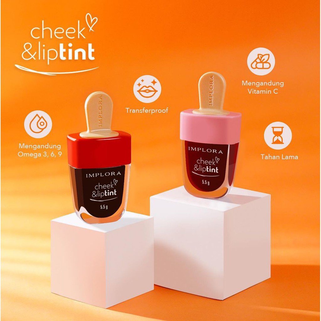 Implora Cheek &amp; Lip Tint Model Ice Cream - Set Liptint &amp; Pemerah Pipi Original BPOM