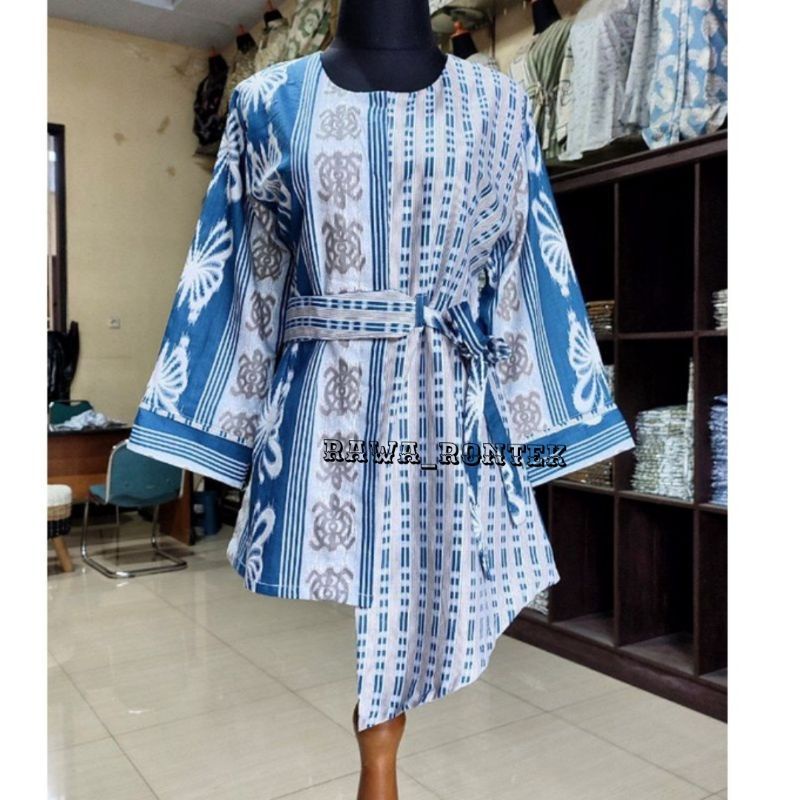 M-L-XL-XXL-JUMBO Batik wanita ASJ SA HRB026 Kenongo Kemeja Tosca Pendek-New b kupu songket