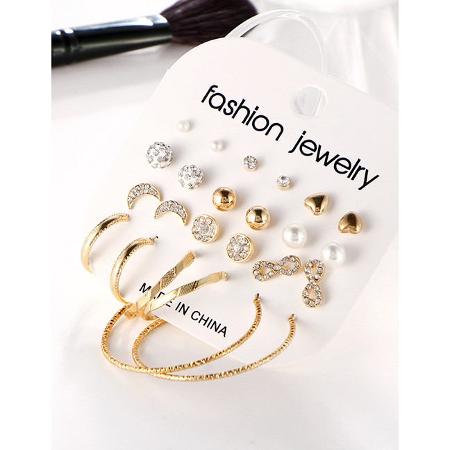 LRC Anting Set Fashion Gold 12 Sets Of Large: Medium And Small D23523