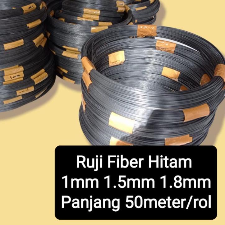 Paling Diminati.. Ruji fiber hitam 1mm 1.5mm 1.8mm 50meter untuk sangkar, kandang Pcmi