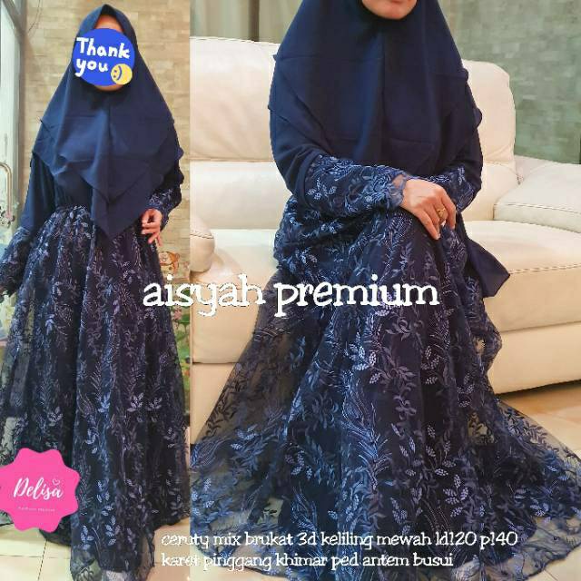 AISYAH SYARI /Emely syari / gamis pesta premium / gamis brukat mewah
