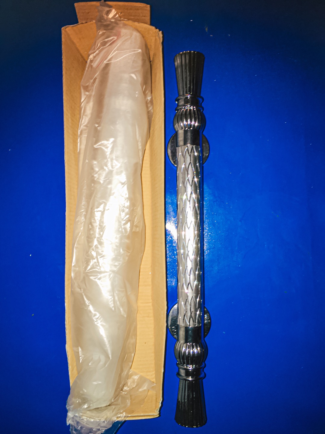 1set Handle Pintu Motif Sisik Naga+grendel Tanam+body Kunci Pelor Type 1070-35cm Silver