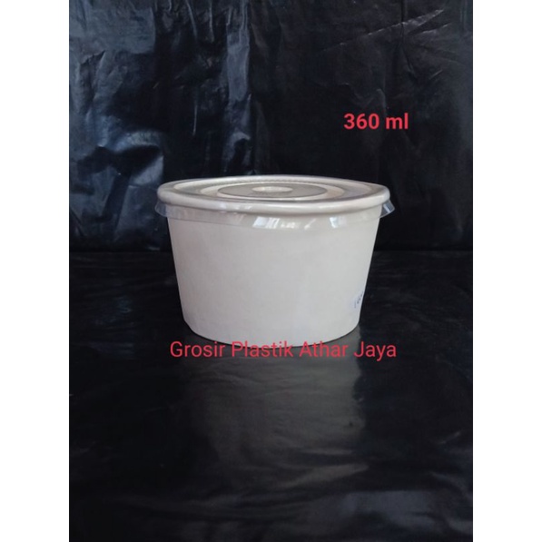 Paper Bowl 360 ml + Tutup / Mangkok kertas / Bowl Murah / Paper Bowl / Wadah Kertas Tebal / Bowl Tah