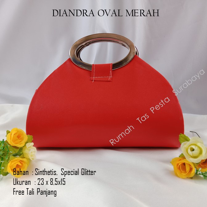 Tas Elegan ,Tas Slempang,Tas Etnik,DIANDRA OVAL MERAH