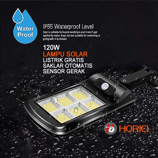 Lampu Tenaga Surya Horici Outdoor IP69 120 Watt / Lampu Solar Sensor Gerak  Lampu Jalan Dan Taman