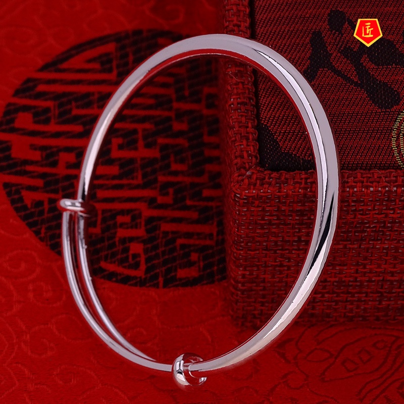 [Ready Stock]Simple Glossy Silver Bracelet for Women