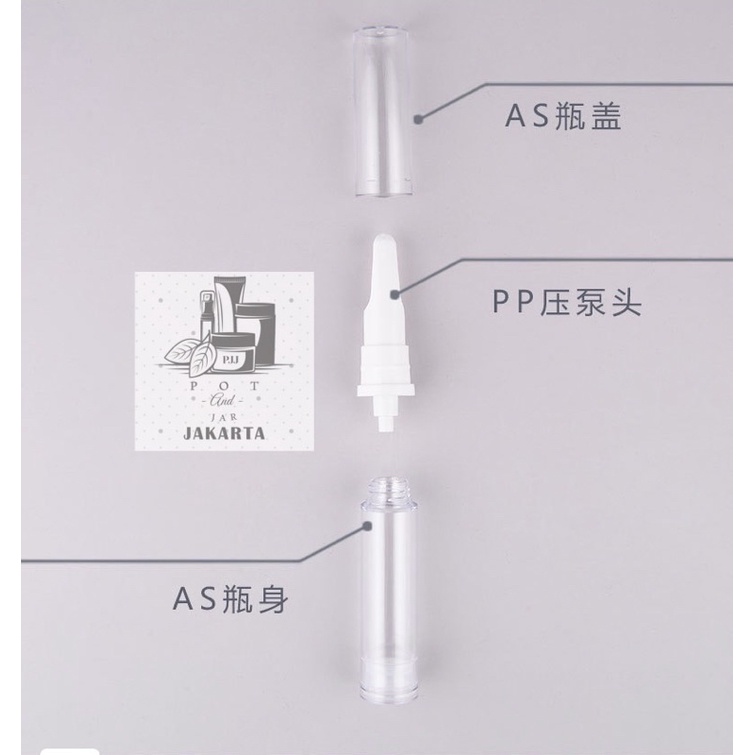 Botol Airlesspump Serum/eyecream/krem dokter/lotion uk. 5ml/10ml/15ml