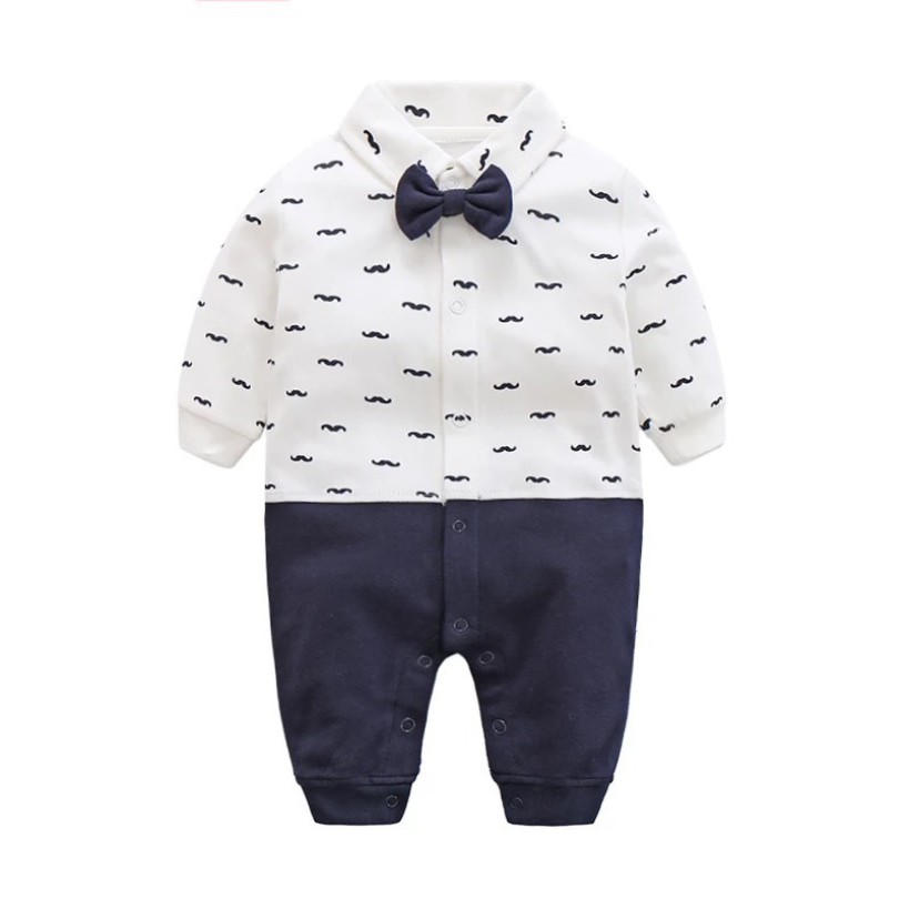 A73- Jumper bayi laki-laki lengan panjang  baju romper /pakaian jumper bayi motif dasi tuxedo premium