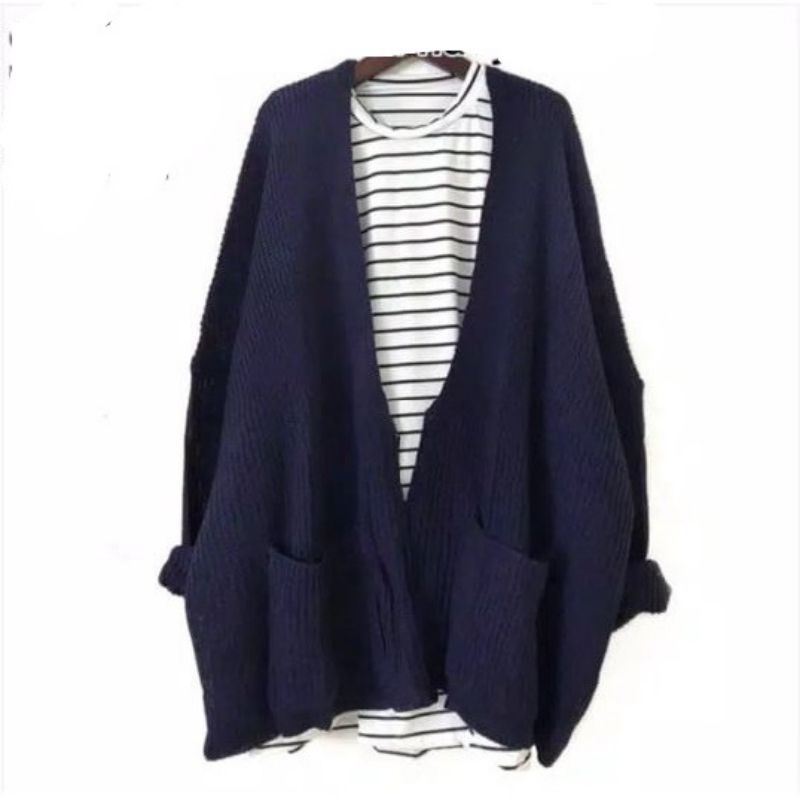 LOOCY CARDY Cardigan Rajut Oversized dan Normal Size - Kardigan Polos Wanita  Bahan Rajut