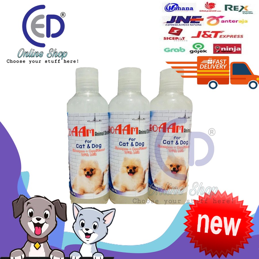 SHAMPOO BOAAM &amp; CONDITIONER WITH MILK 250ML UNTUK KUCING &amp; ANJING