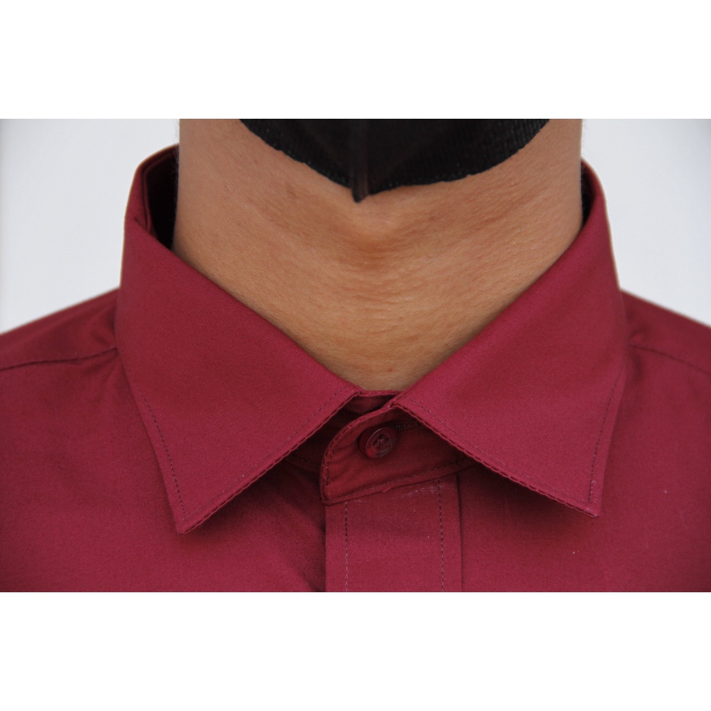 COD Kemeja Pria Lengan Panjang Arrow 02A Reguler Maroon Polos 100% Original Brand