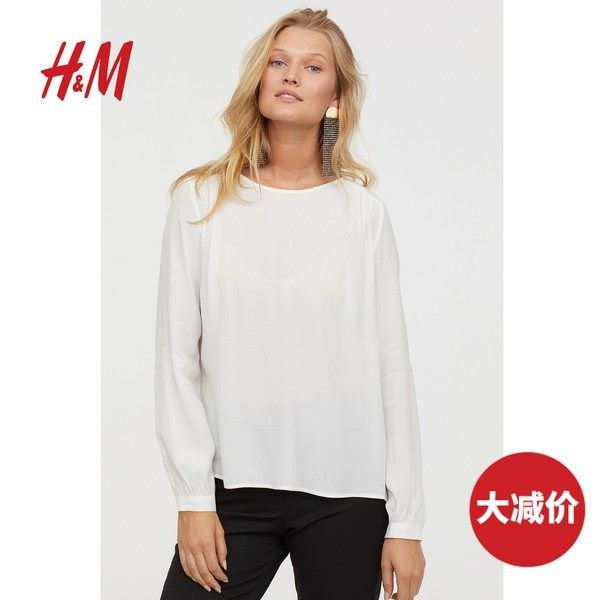 SALE H  m  blouse long Sleeve baju  atasan wanita warn aoff 