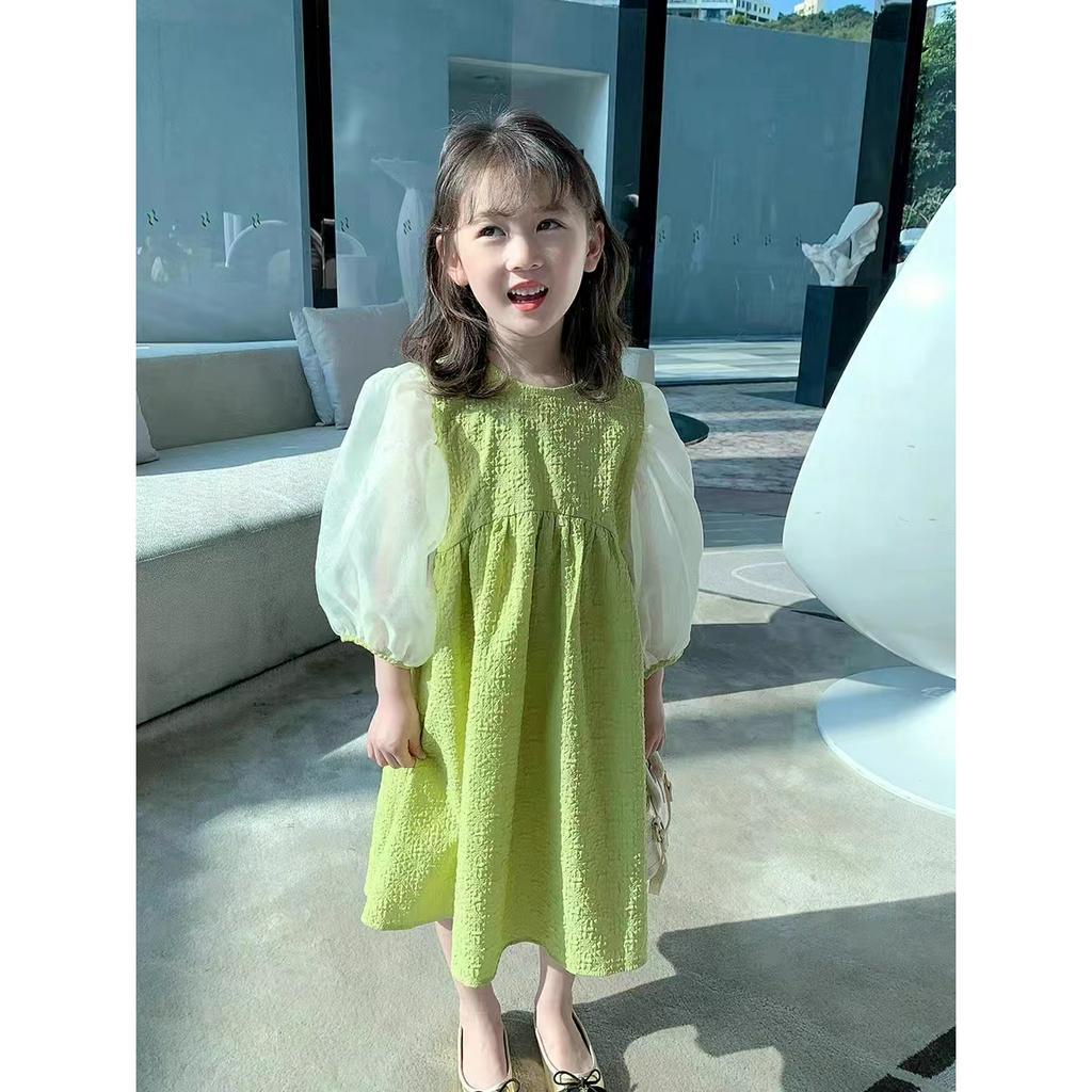 French Style Dress Anak Perempuan Lengan Organza Gaun Anak Perempuan Rok Manis Anak Perempuan Lengan