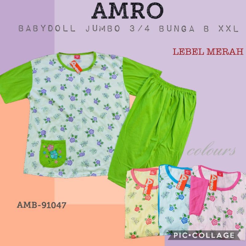 Amro Label Merah XXL Baby doll Babydoll | Piyama | Pajamas Kaos Dewasa Jumbo Big Size Bigsize Busui