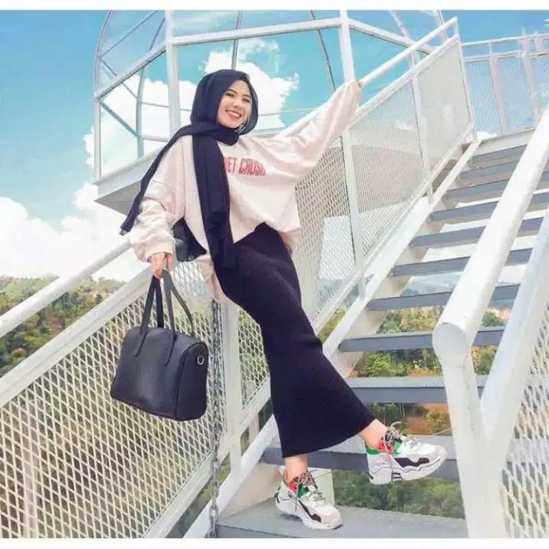 Rok span rajut Bawahan wanita kekinian Rok rajut premium Rok span panjang Rok span scuba