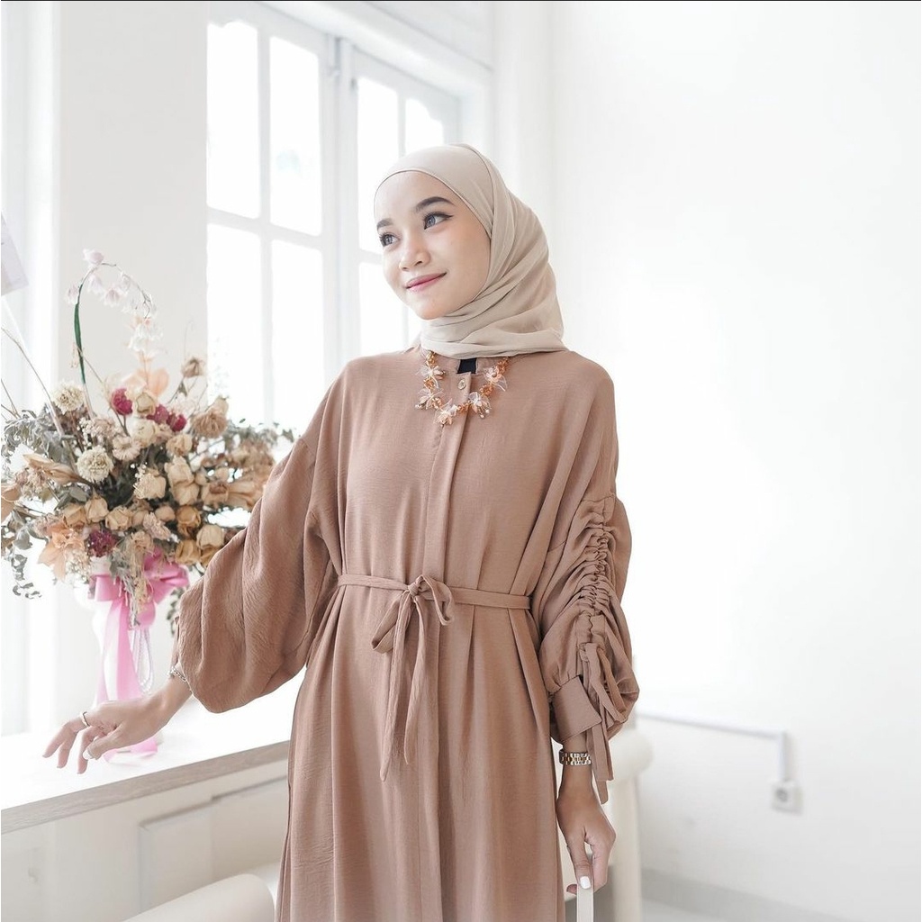 (MGA) GAMIS SILVIA ATASAN WANITA FULL KANCING SERUT CRINCLE AIRFLOW