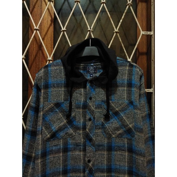 kemeja flannel hoodie blackjack second original L kemeja kasual murah terlaris
