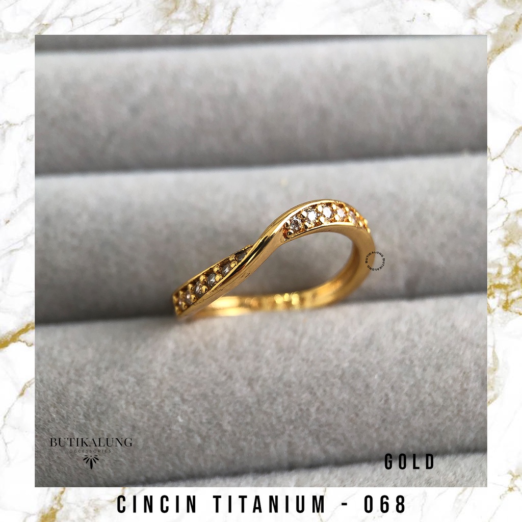 WILLOW - Cincin Tunangan Cincin Emas Ring Titanium Lapis Emas Stainless Steel Anti Karat 068