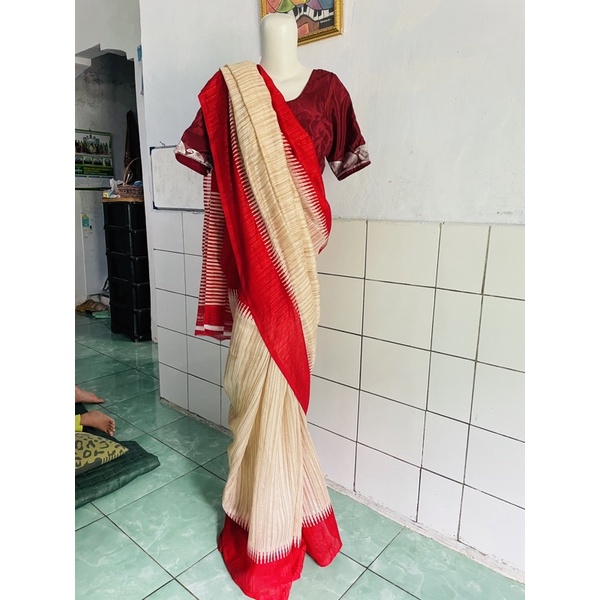 Sari India Merah Cream