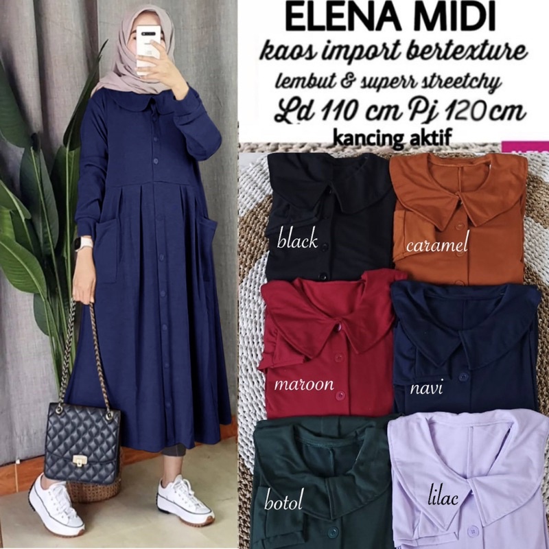 Elena Midi - Midi Dress Babyterry spandex LD 106+ Busui / 337-6809