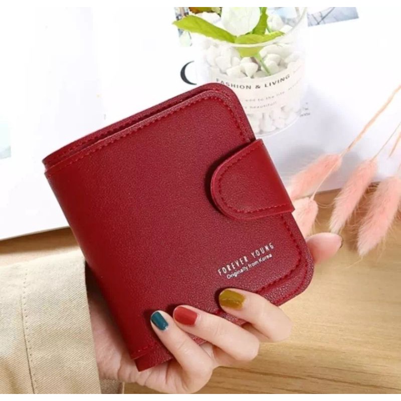 (IMPOR) DOMPET WANITA, DOMPET FOREVER YOUNG - dompet lipat mini wanita-dompet polos - Kode D09-Merah.
