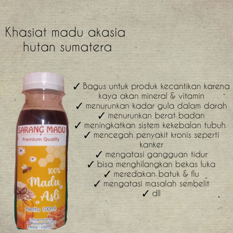 

Sarang madu Madu murni Madu carva akasia Sumatera