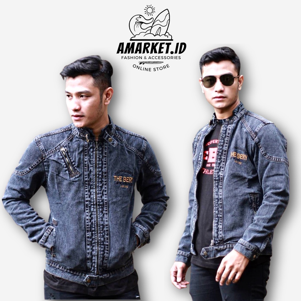THE BERY - Jaket Jeans Denim Sanwash Hitam Pria Original